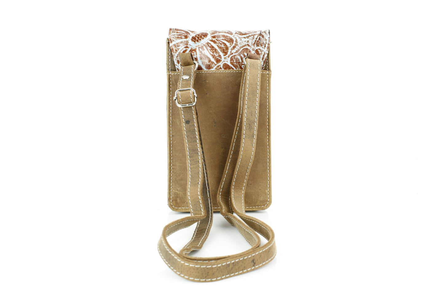 Women Messenger Bag w/ Floral Leaf Embossed Flap AB 01 2508