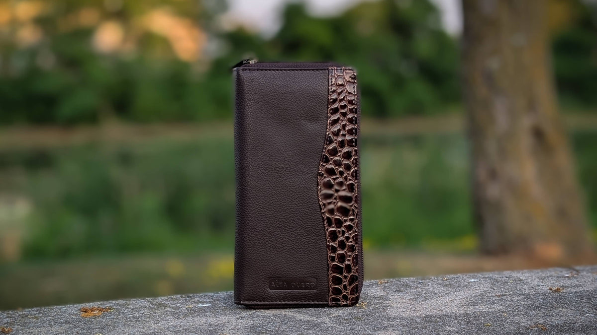 Genuine Leather Ladies Wallet RFID – Brown Croco 113