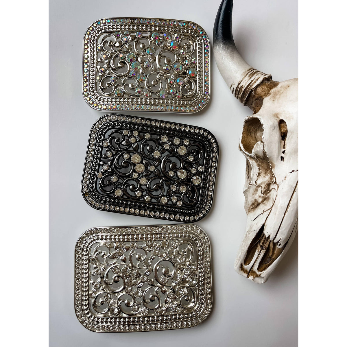 Boho Ranch Shop - Rhinestone Belt Buckle Bling - LARGE - Western Belt Buckle