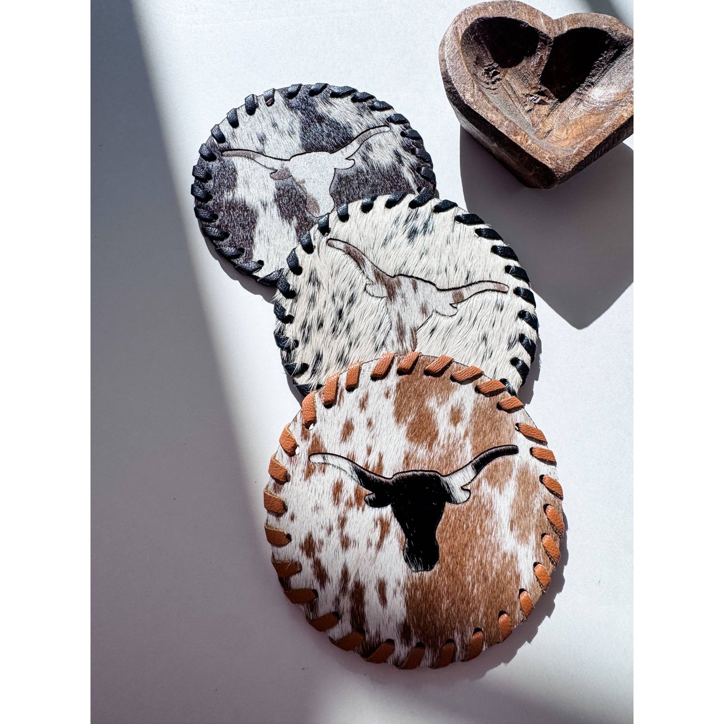 Genuine Cowhide Leather Coasters | Western Hair-On Hide