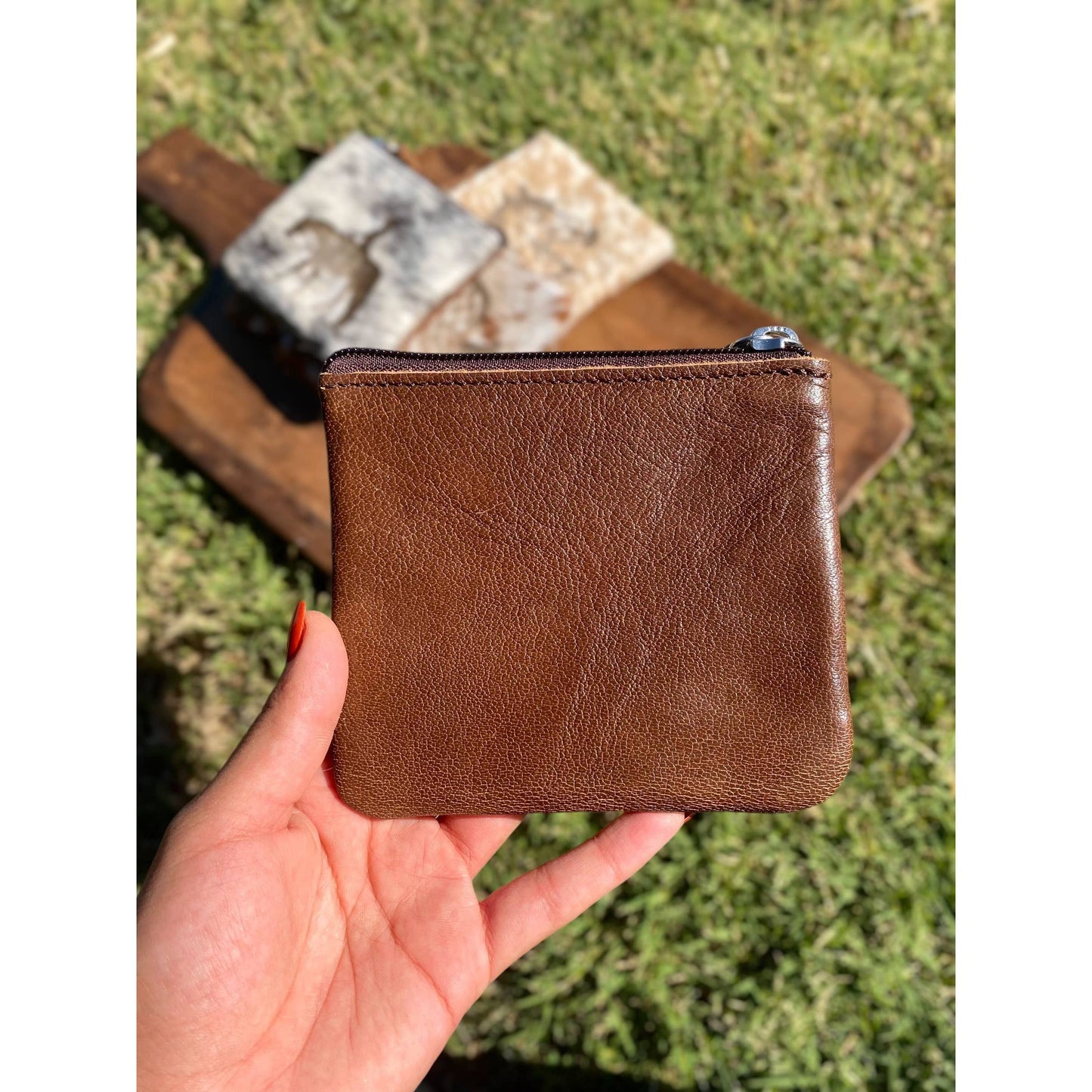 Cowboy Chicken Cowhide Leather Coin Pouch