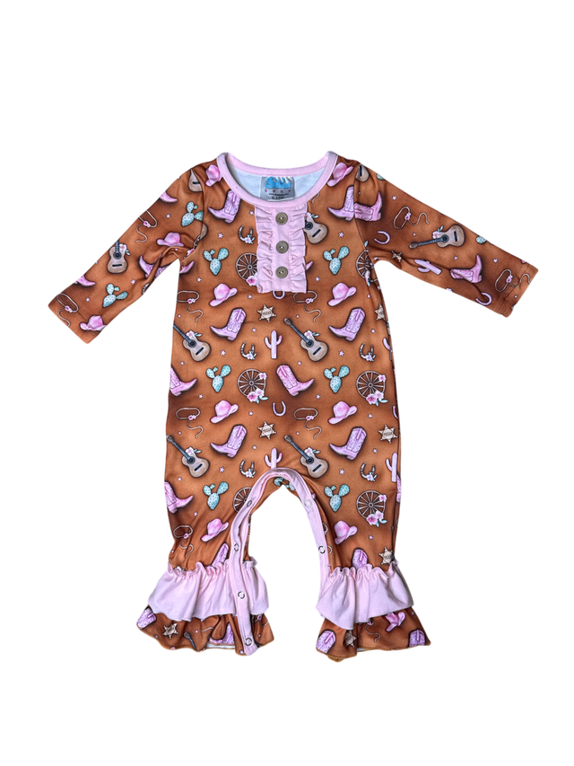 Guitar & Cowgirl LS Romper