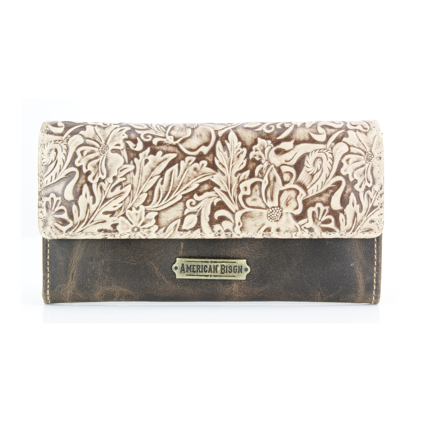 Women’s Brown Leather Leaf Clutch Wallet ABLW 18-2515