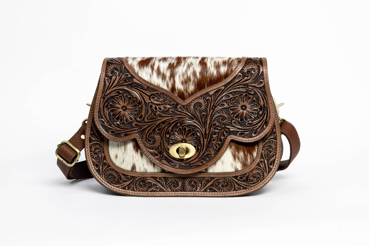 Brown Scalloped Flap Leather Purse ABHB 18-25205