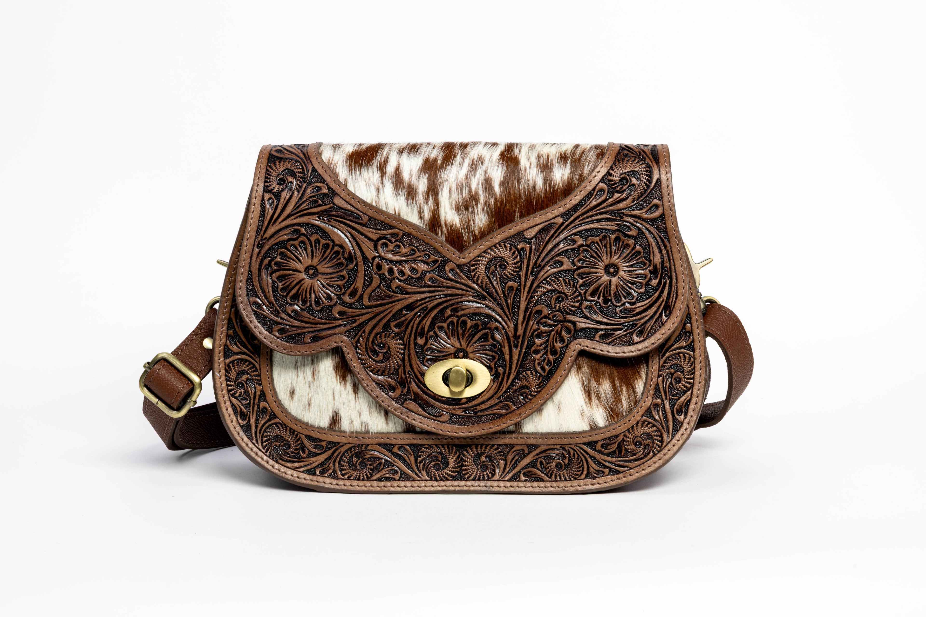 Brown Scalloped Flap Leather Purse ABHB 18-25205