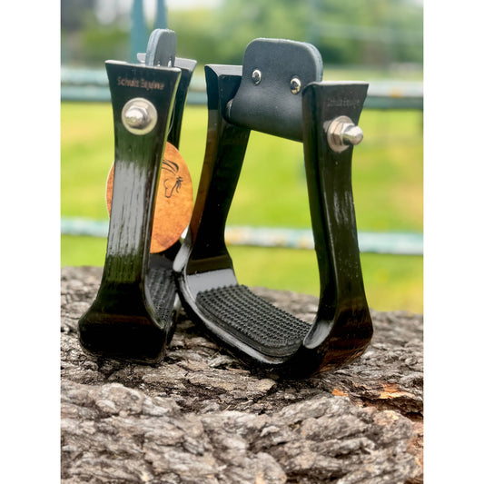 Wooden Stirrups- Black Barrel Racing Style