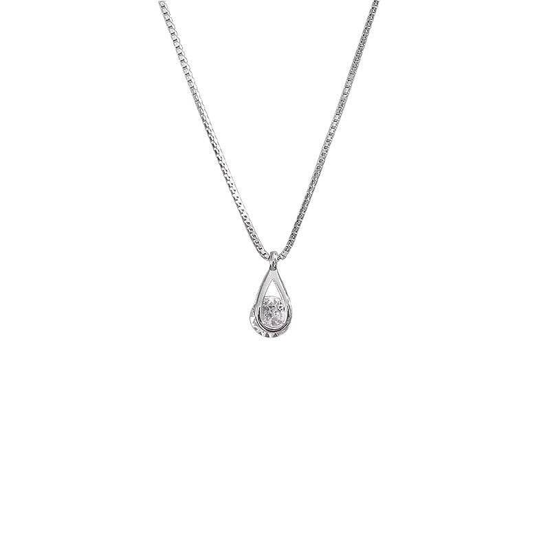 Hollow Teardrop Cage CZ Drop Necklace in 925 Sterling Silver