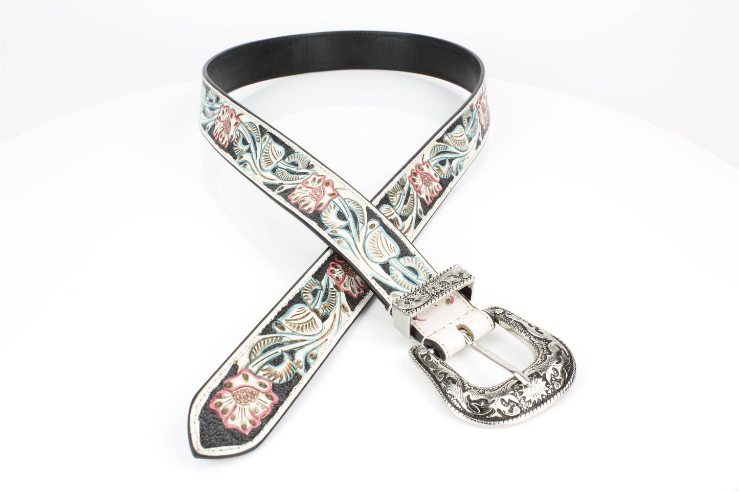 Cowgirl Floral Tooled Western Leather Belt ABB 38 1012