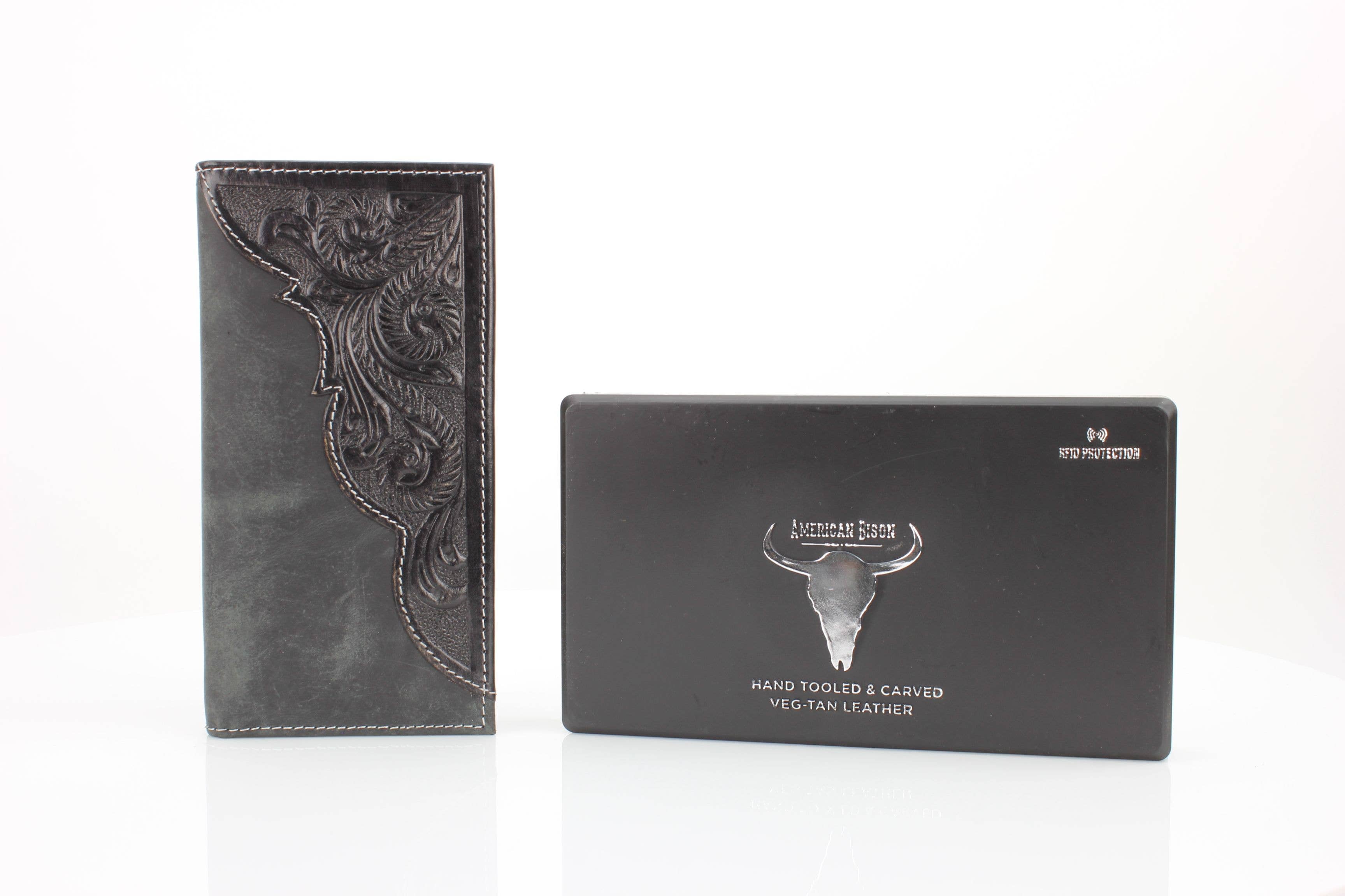 Oil Pull Up Tooled Leather Accent Rodeo Wallet ABW027