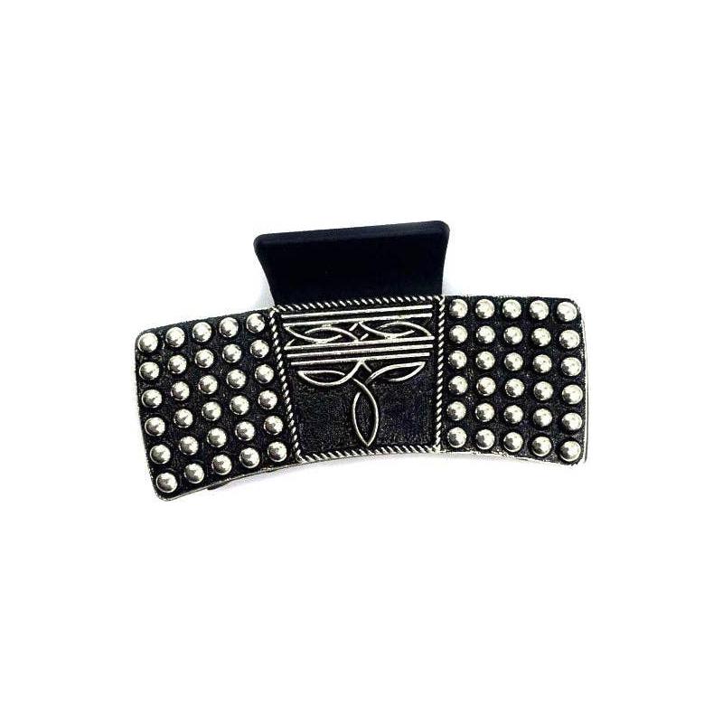 Snowing West - Western Boot Stitch Bubble Metal Plate Hair Claw