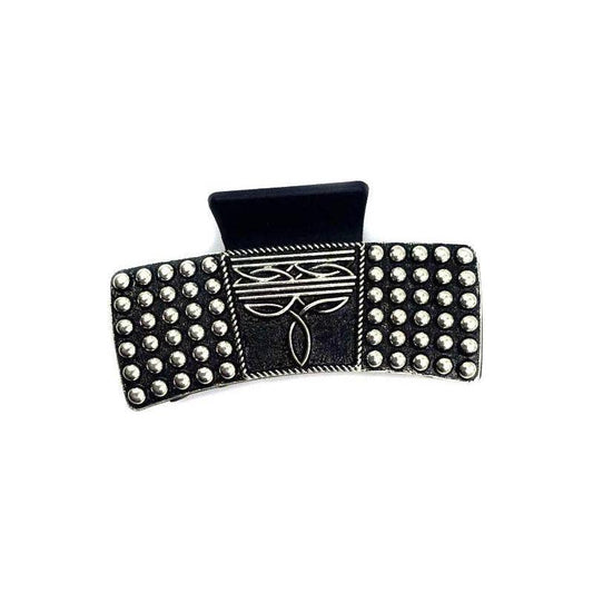Snowing West - Western Boot Stitch Bubble Metal Plate Hair Claw