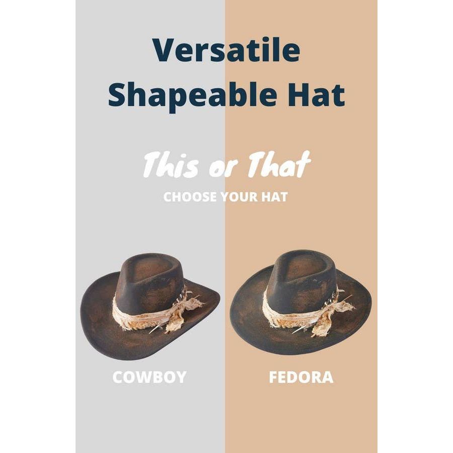 Distress Vintage Shapable Fedora Cowboy Hat MH0238