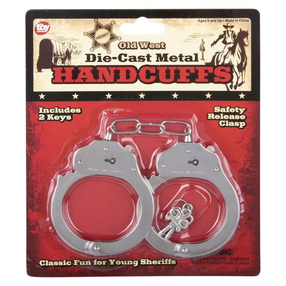 10" WILD WEST DIECAST METAL HANDCUFFS LLB kids toys