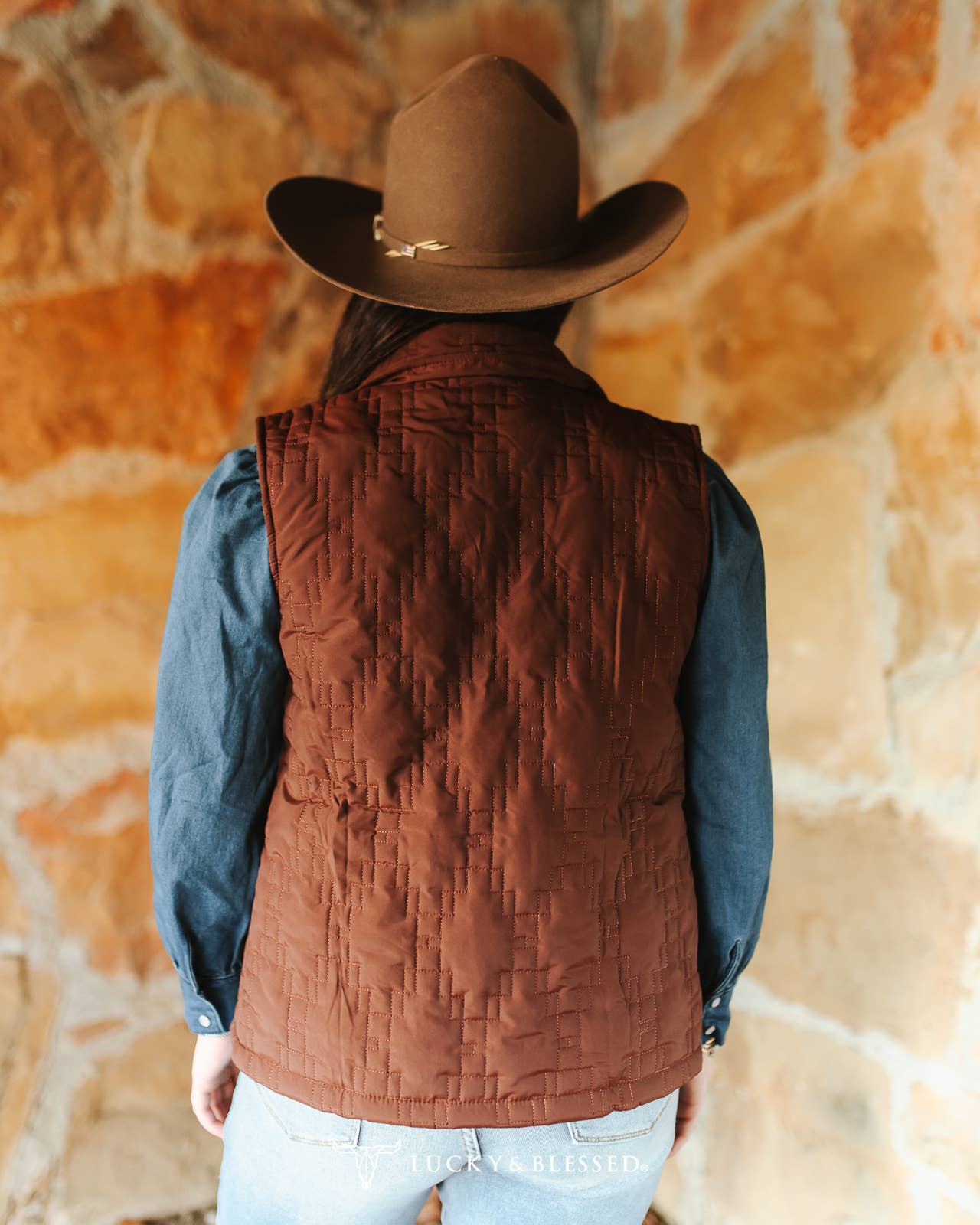 Solid Brown Quilted Vest