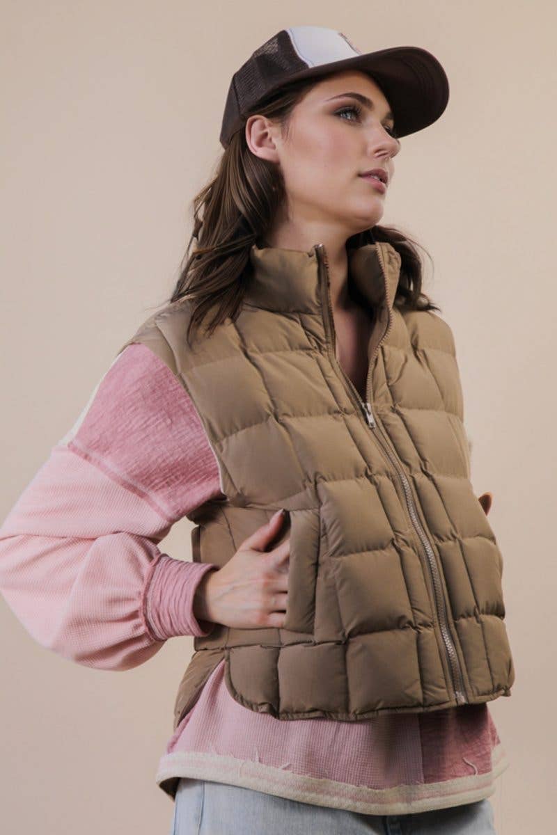 Solid Puffer Padded Warm Vest