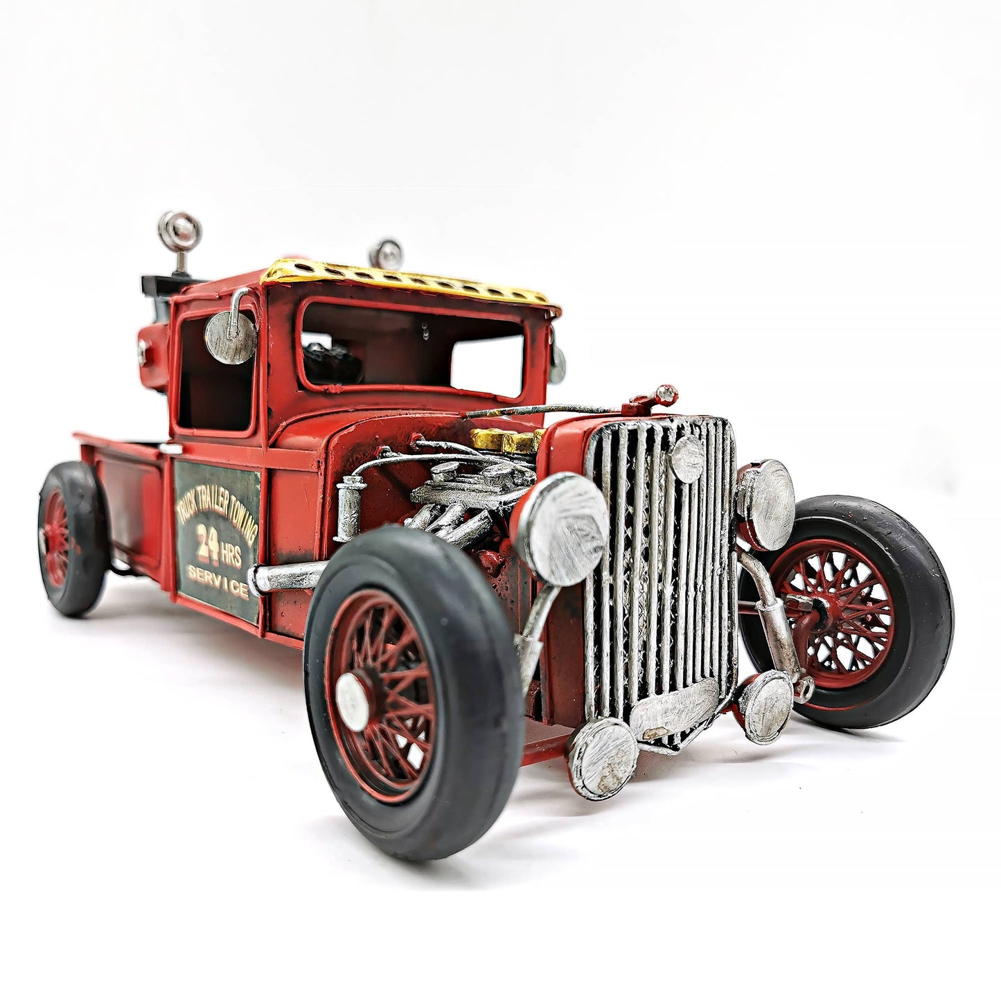 Vintage Red Metal Tow Truck