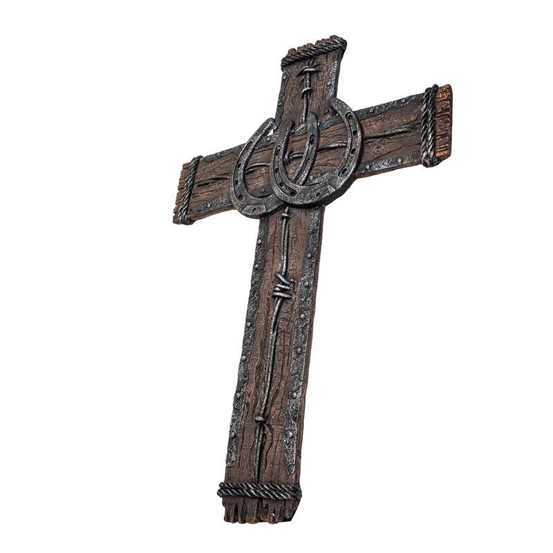 Western Crucifix with Horseshoe Wall Plaque