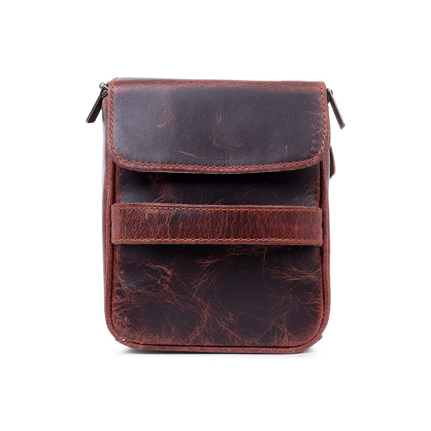 Sixtease Bags - Rustic Leather Unisex Cosmetic Bag - Cherry