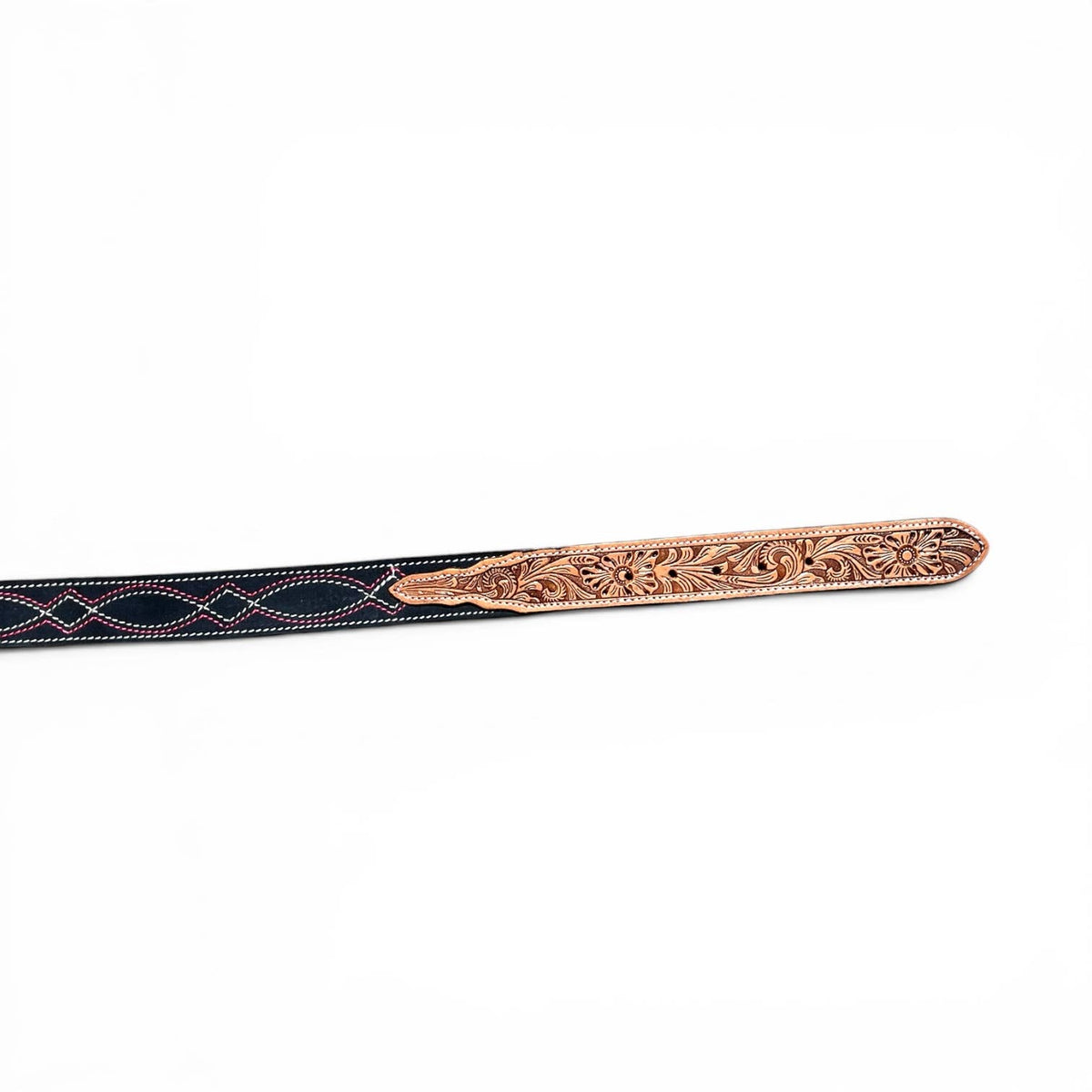 Western Linen Navy/Pink Boot Stitch Belt 