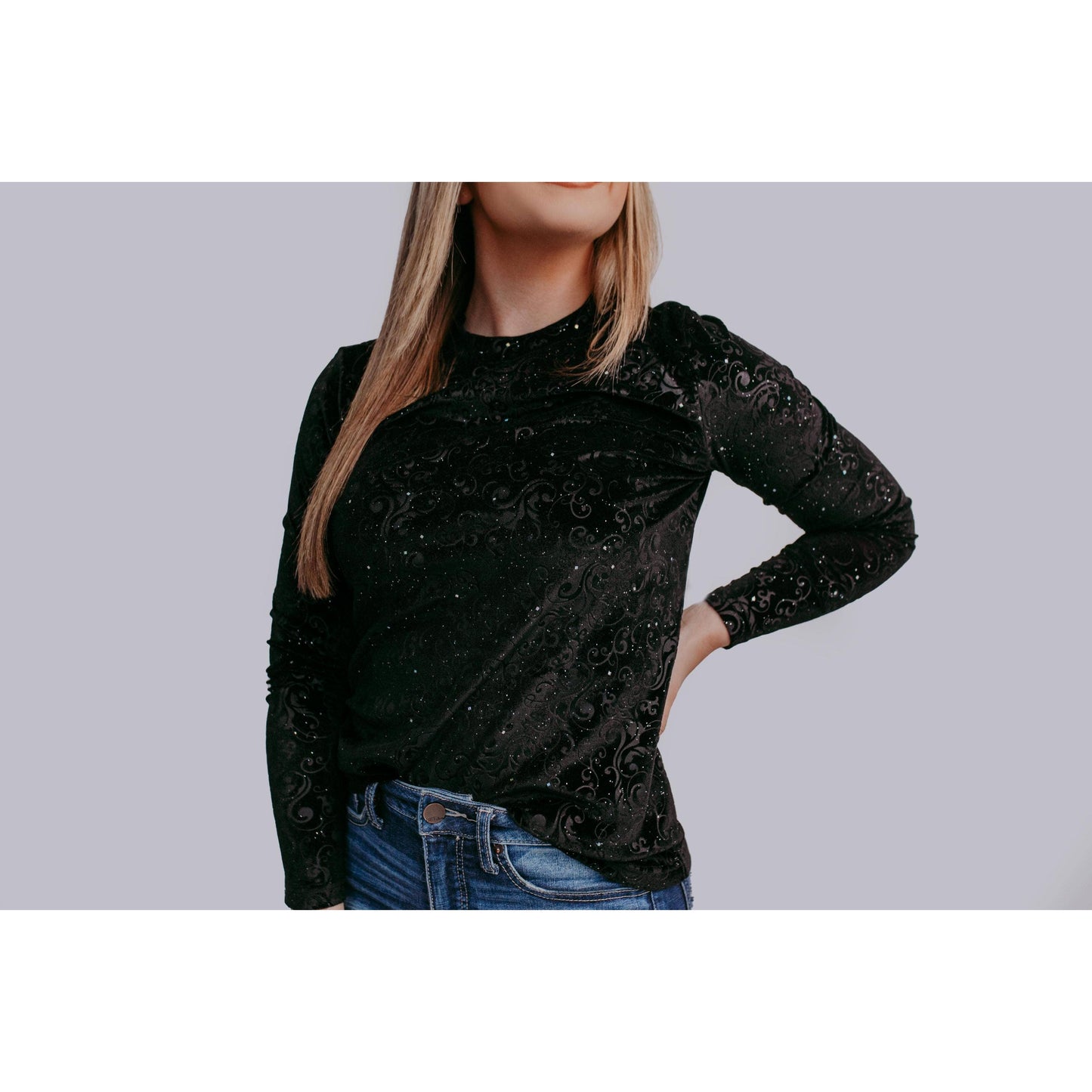 Merigold Kiss - MK414 Tooled leather Velvet Mesh Top