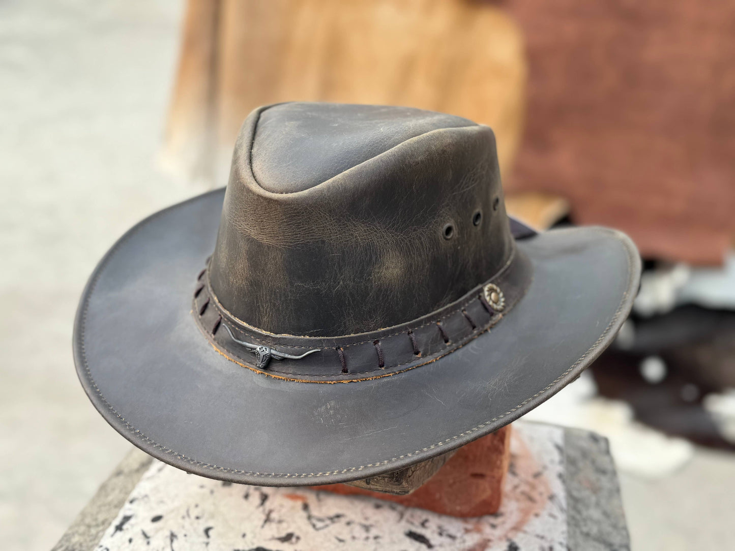 Durham Leather Cowboy Hat
