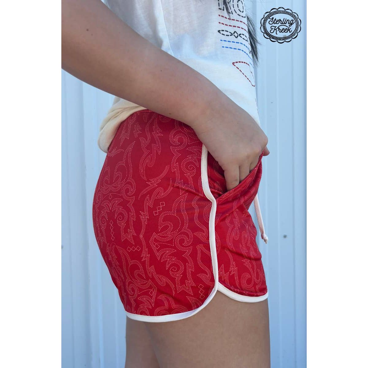 Raised Round Here Shorts - Red