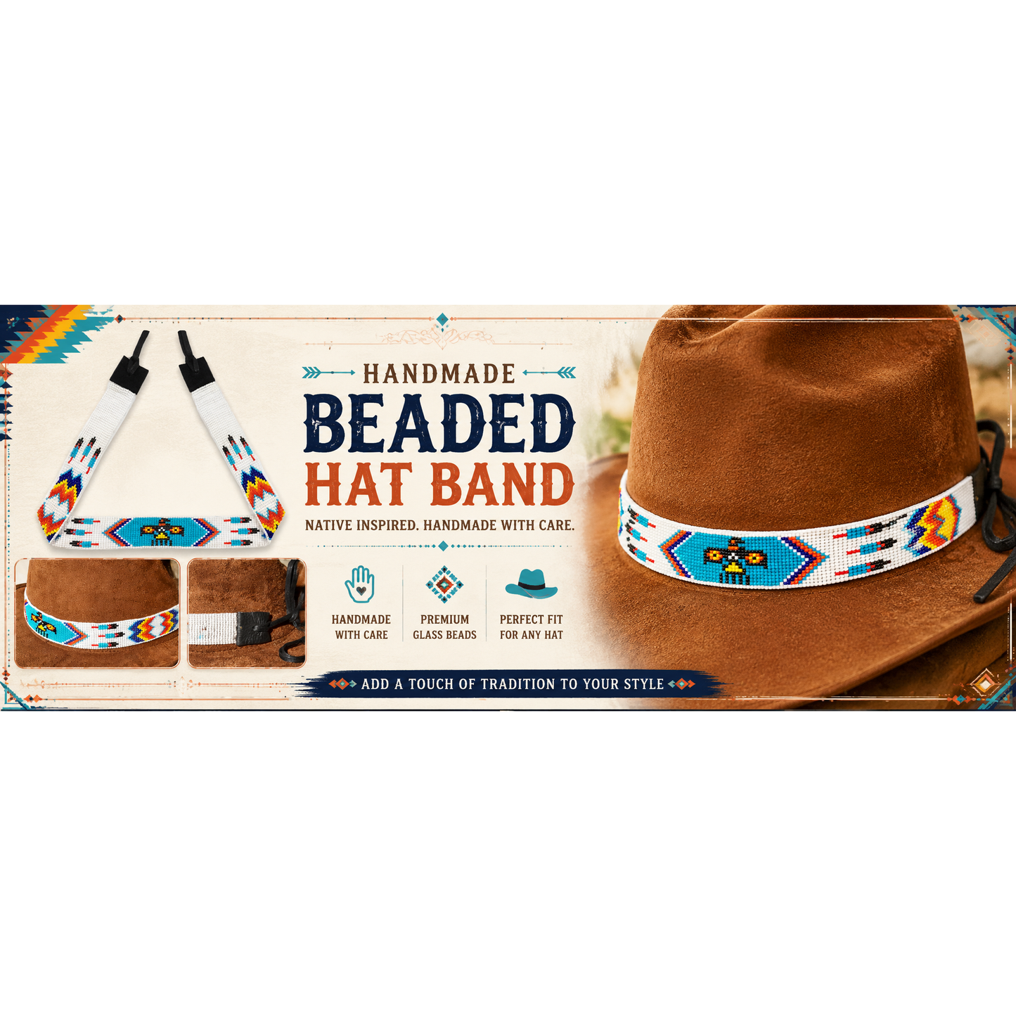 Southwestern Inspired Handmade Hat Band