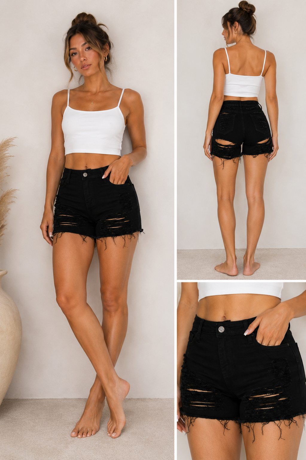 HIGH WAISTED SUPER-STRETCH DENIM SHORTS S-2102 2108 2109