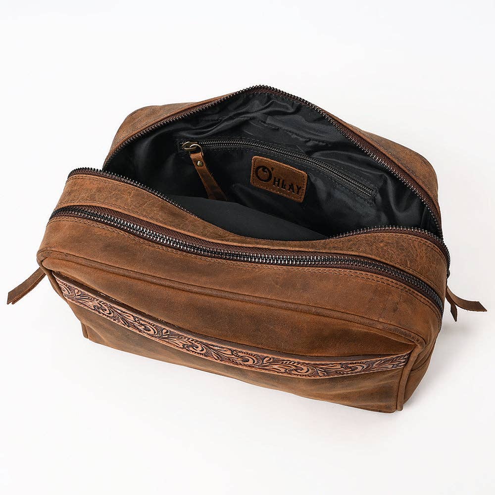 * OHM107 Toiletry Genuine Leather Western Bag