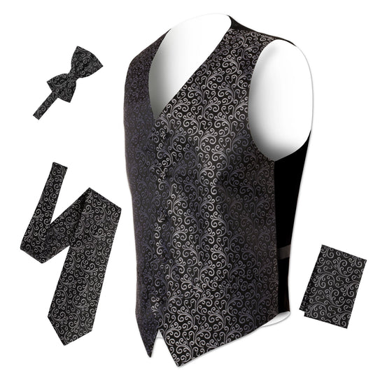 Ferrecci Mens PV50- Black with Black Back Adjustable Vest Set