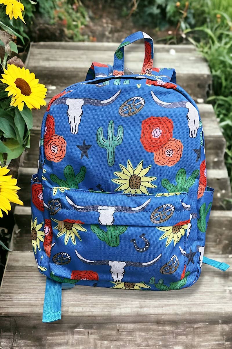LONGHORN COW, CACTUS, SUNFLOWER PRINTED BACKPACK. BP-202323-