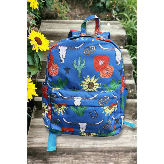 LONGHORN COW, CACTUS, SUNFLOWER PRINTED BACKPACK. BP-202323-
