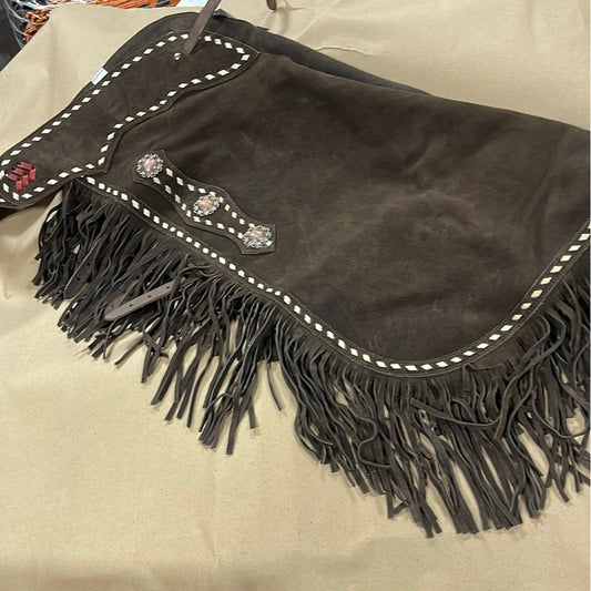 Western Rawhide - Chocolate Suede With White Buckstitch Chinks Size-L 23003-16/L