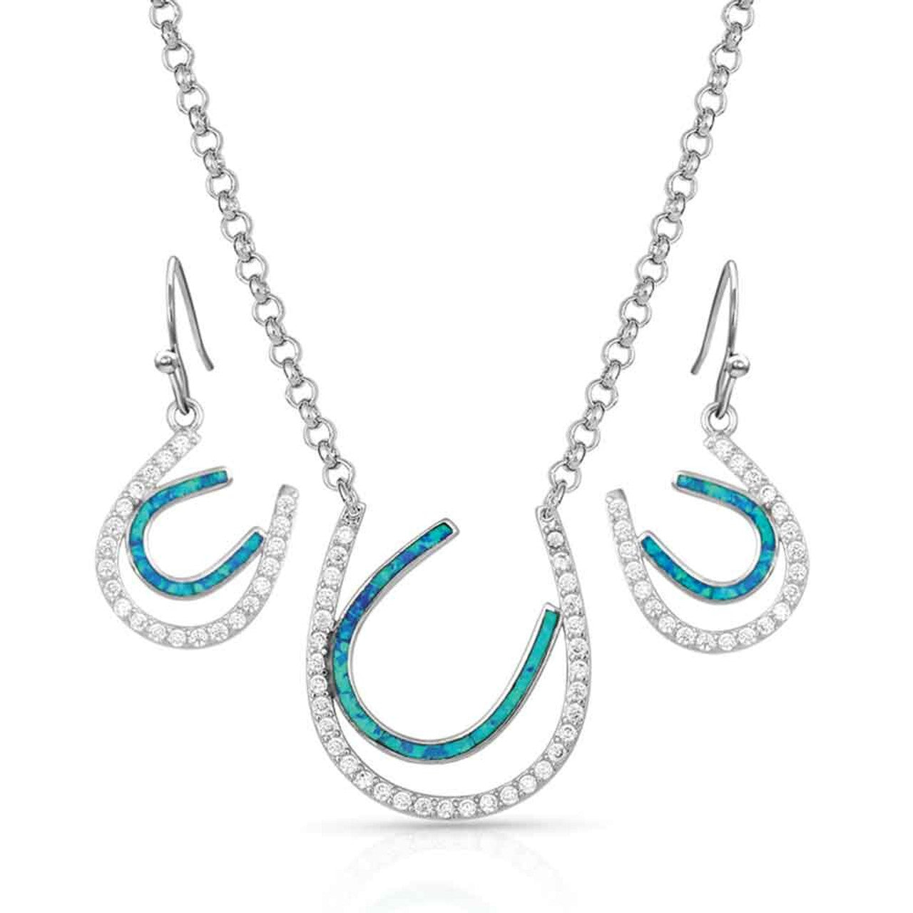 Montana Tipping Luck Sparkly Horseshoe Jewelry Set