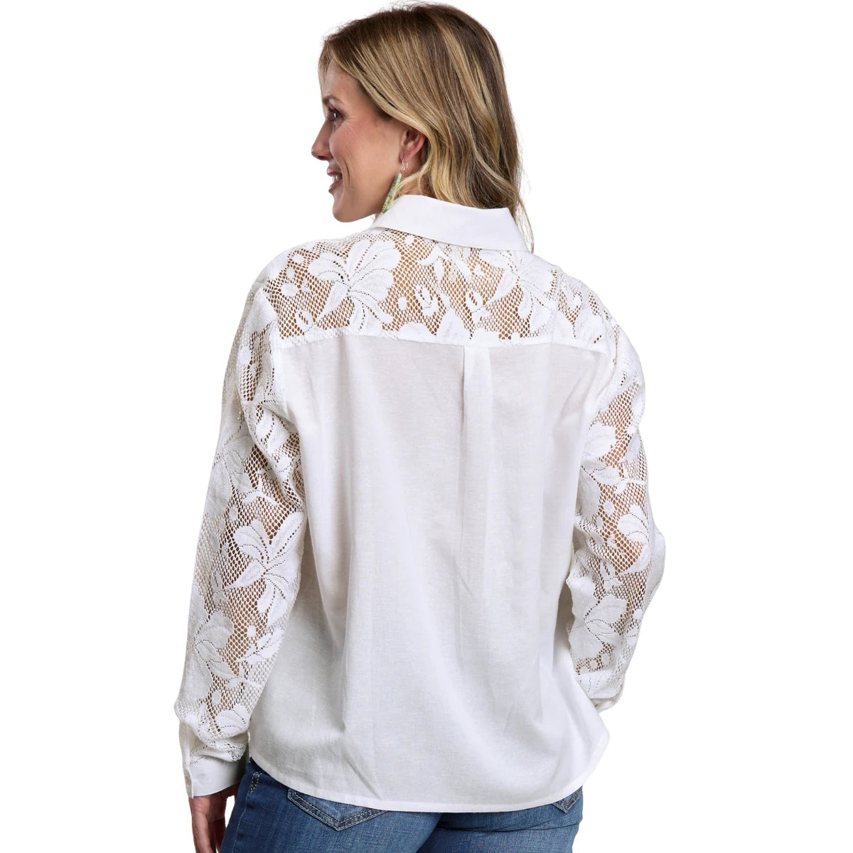 Roper Linen Lace Long Sleeve Top 03-05-0592-4094