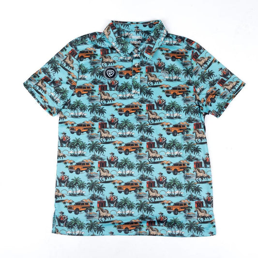 Rock & Roll Denim Dale Brisby Men's Turquoise Novelty Printed Polo MB5T08736