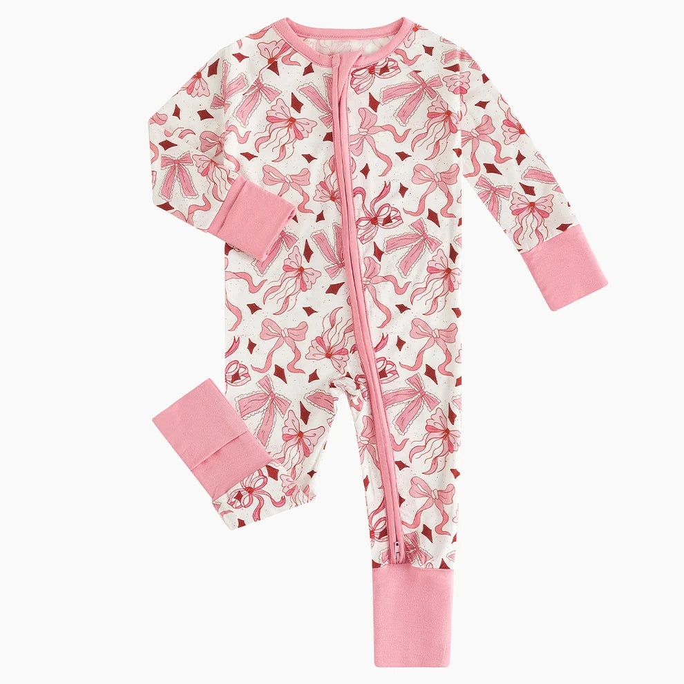 Baby Infant Romper Sleepwear, Pink Bow