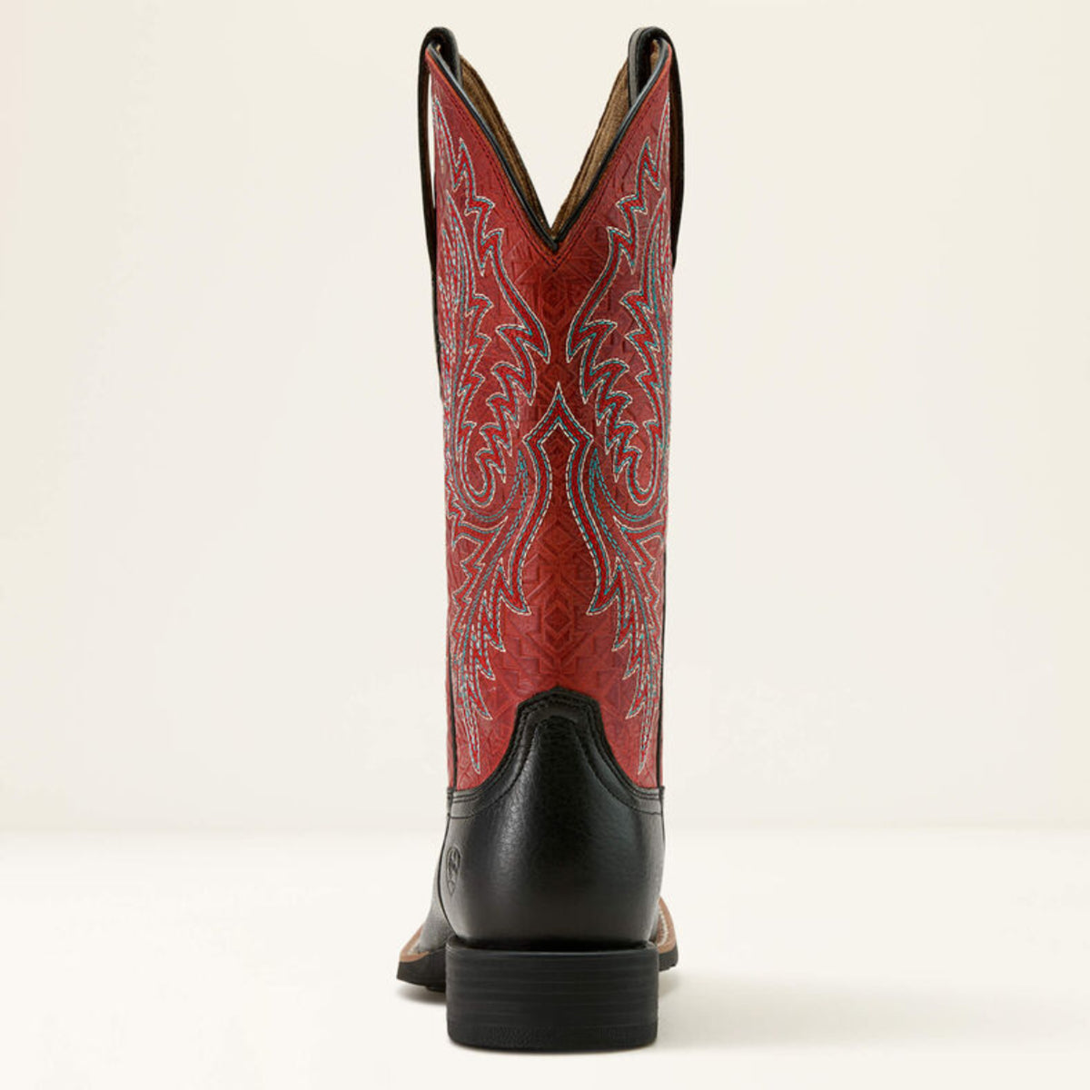 Ariat Women's Round Up W Toe StretchFit Western Boot - Black Deertan/Garnet Emboss