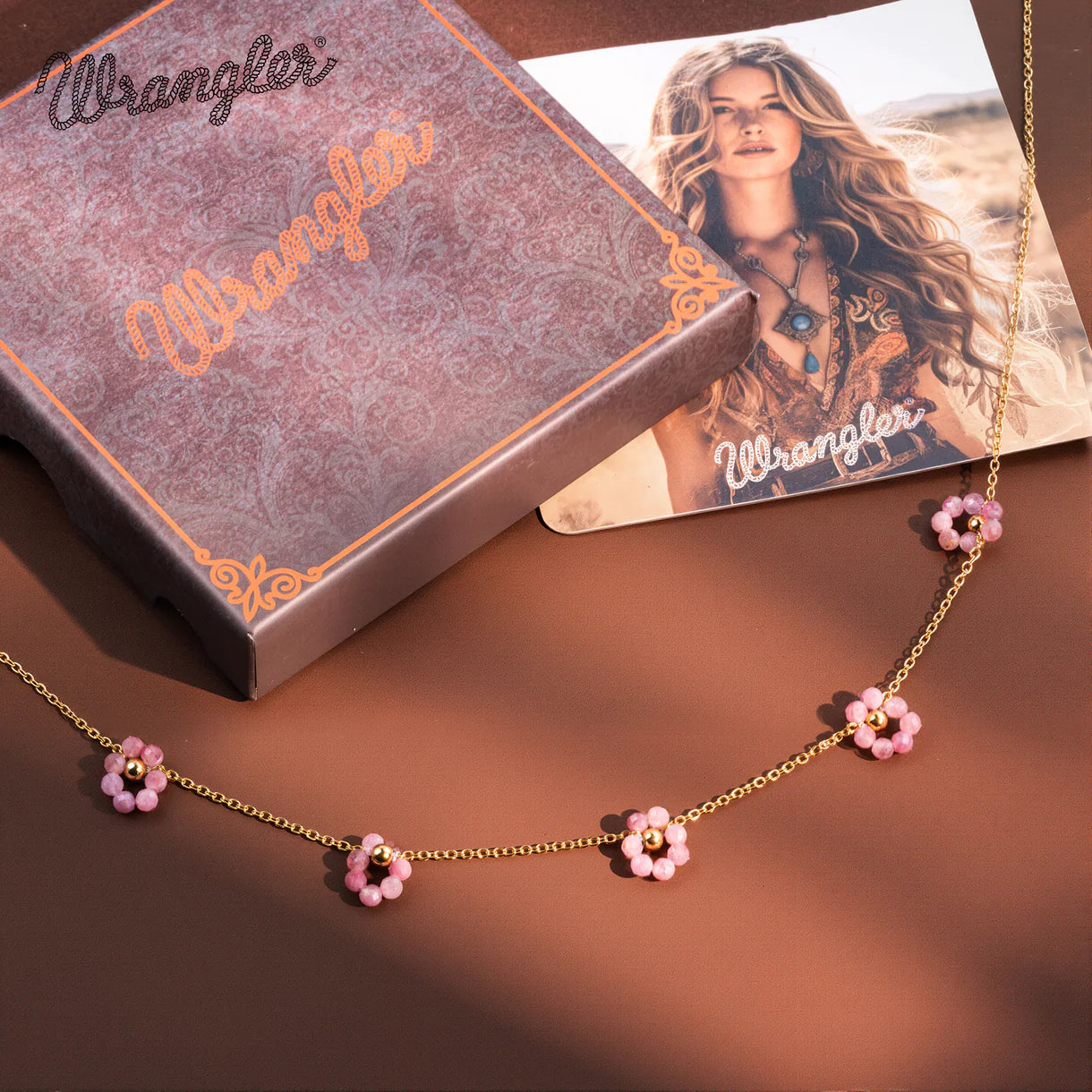 Wrangler 14K Gold Natural Stone Daisy Choker Necklace