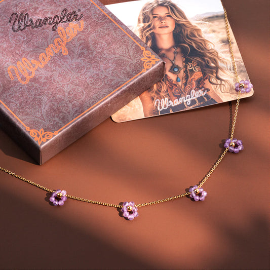 Wrangler 14K Gold Natural Stone Daisy Choker Necklace