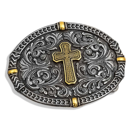 Two Tone Center of Faith Cross Attitude Buckle