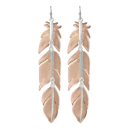 Montana Silversmith Rose Gold Long Feather Earrings