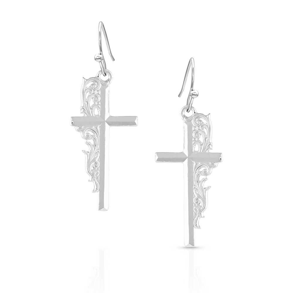 Silver Artistry Faith Cross Earrings