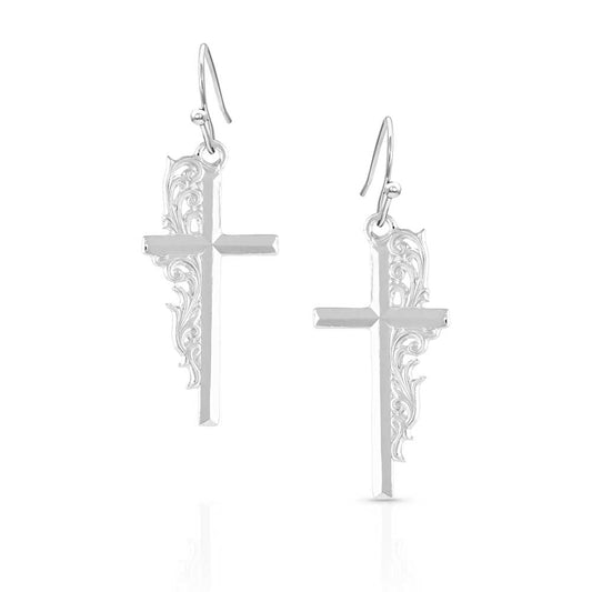 Silver Artistry Faith Cross Earrings