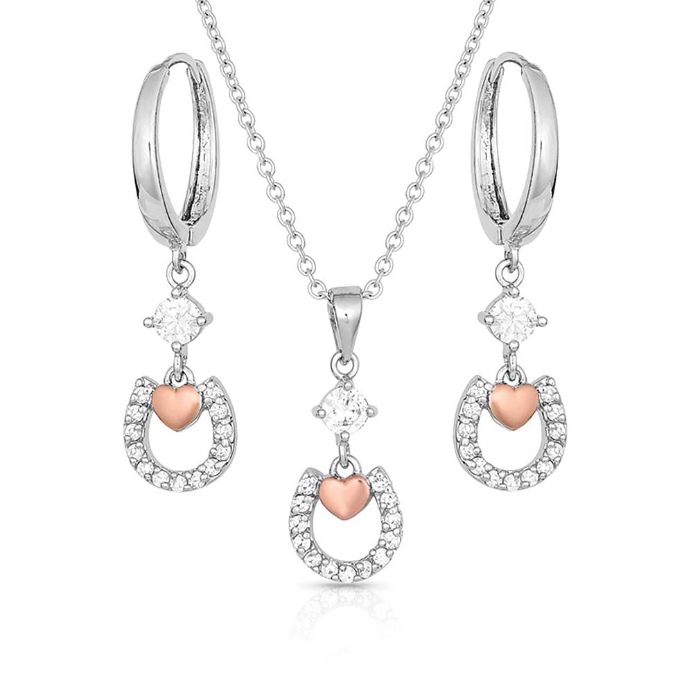 Hoofprints On My Heart Horseshoe Jewelry Set