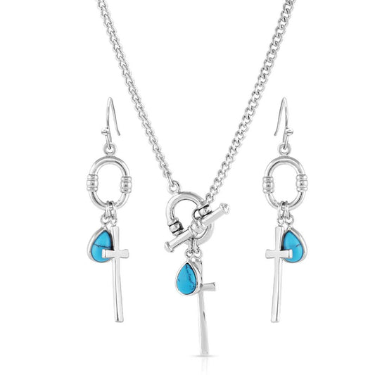 Charms of Faith Turquoise Cross Jewelry Set