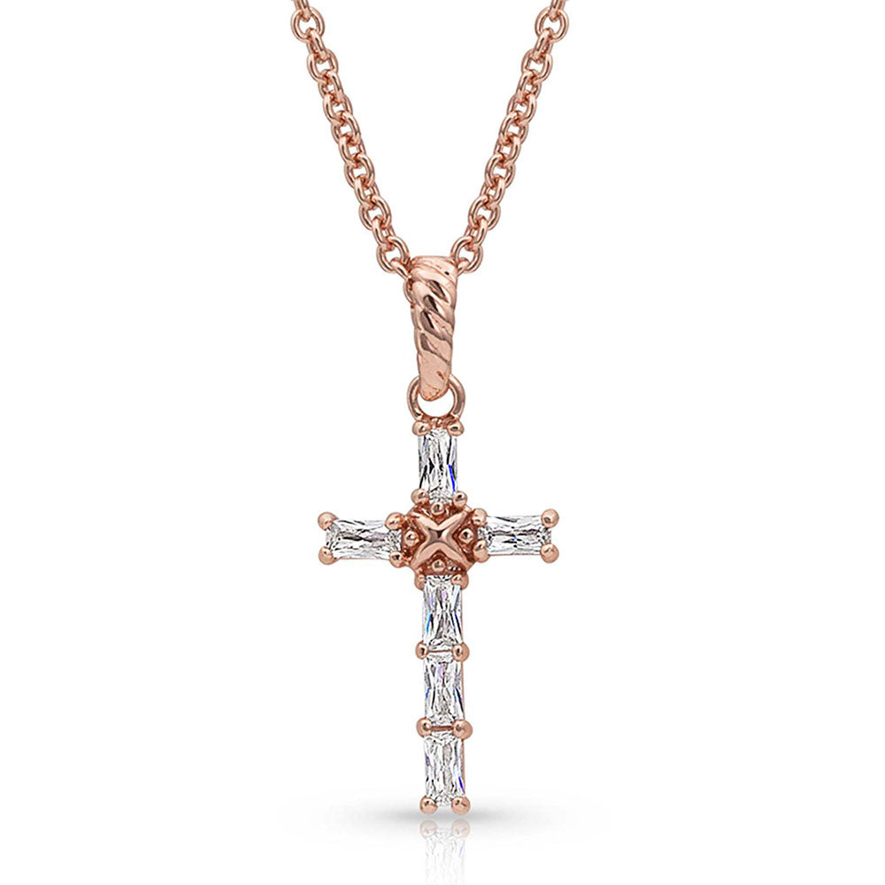 Rose Gold Brilliant Cross Necklace