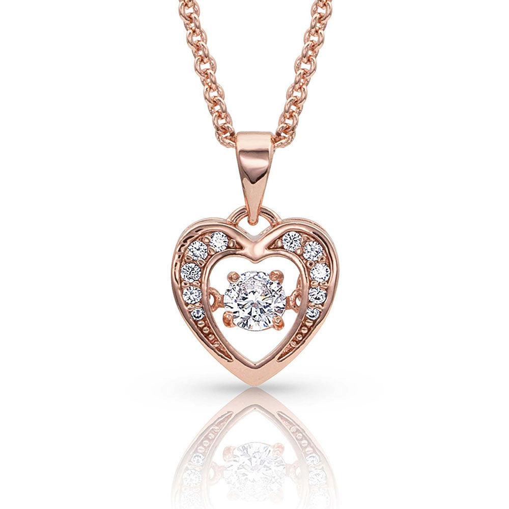 Let's Dance A Little Dance Rose Gold Heart Necklace