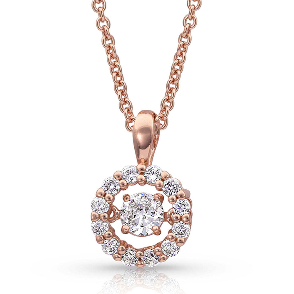 Dancing Rose Gold Circle Necklace