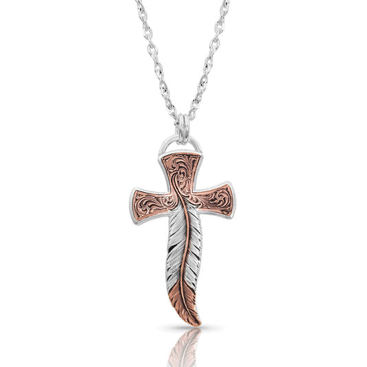 Wind Dancer Feather Cross Necklace